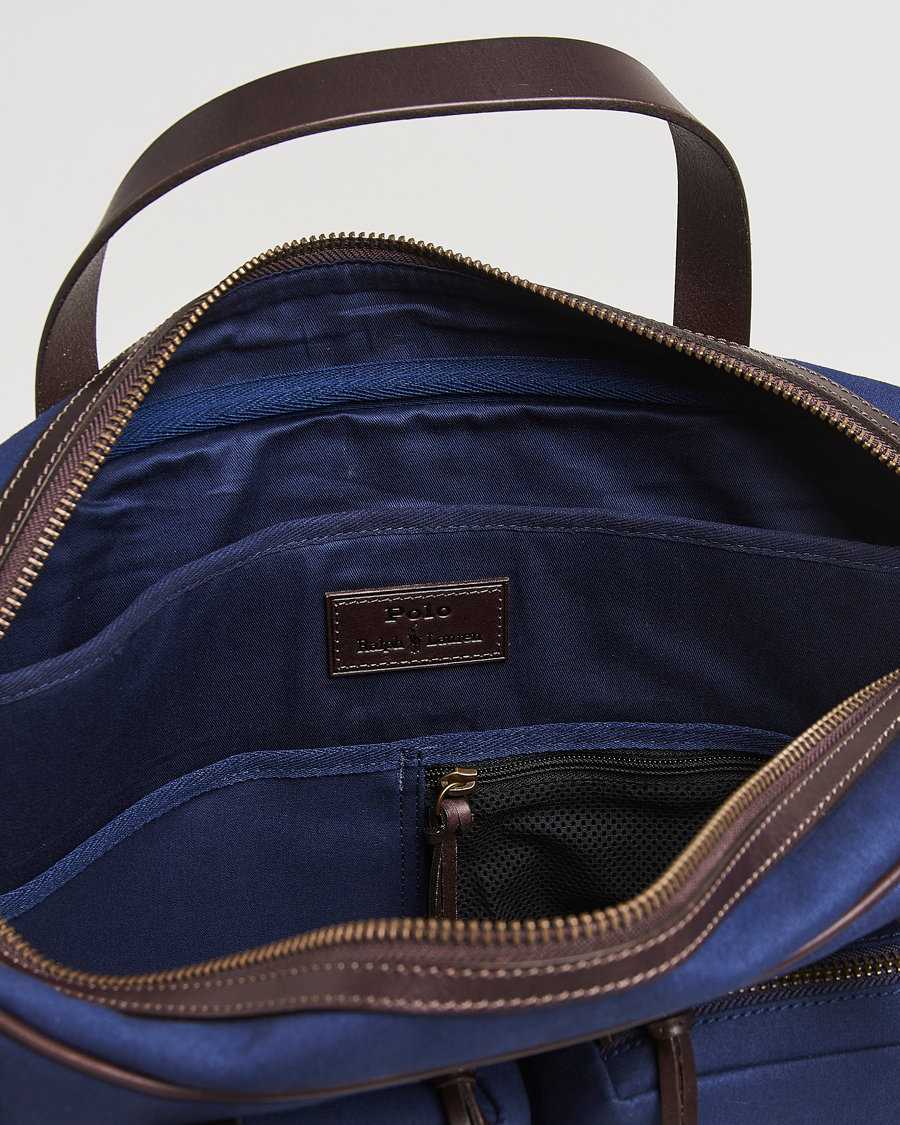 Herre | Polo Ralph Lauren Commuter Canvas Messenger Bag Newport Navy/Dk Brown | Polo Ralph Lauren | Commuter Canvas Messenger Bag Newport Navy/Dk Brown