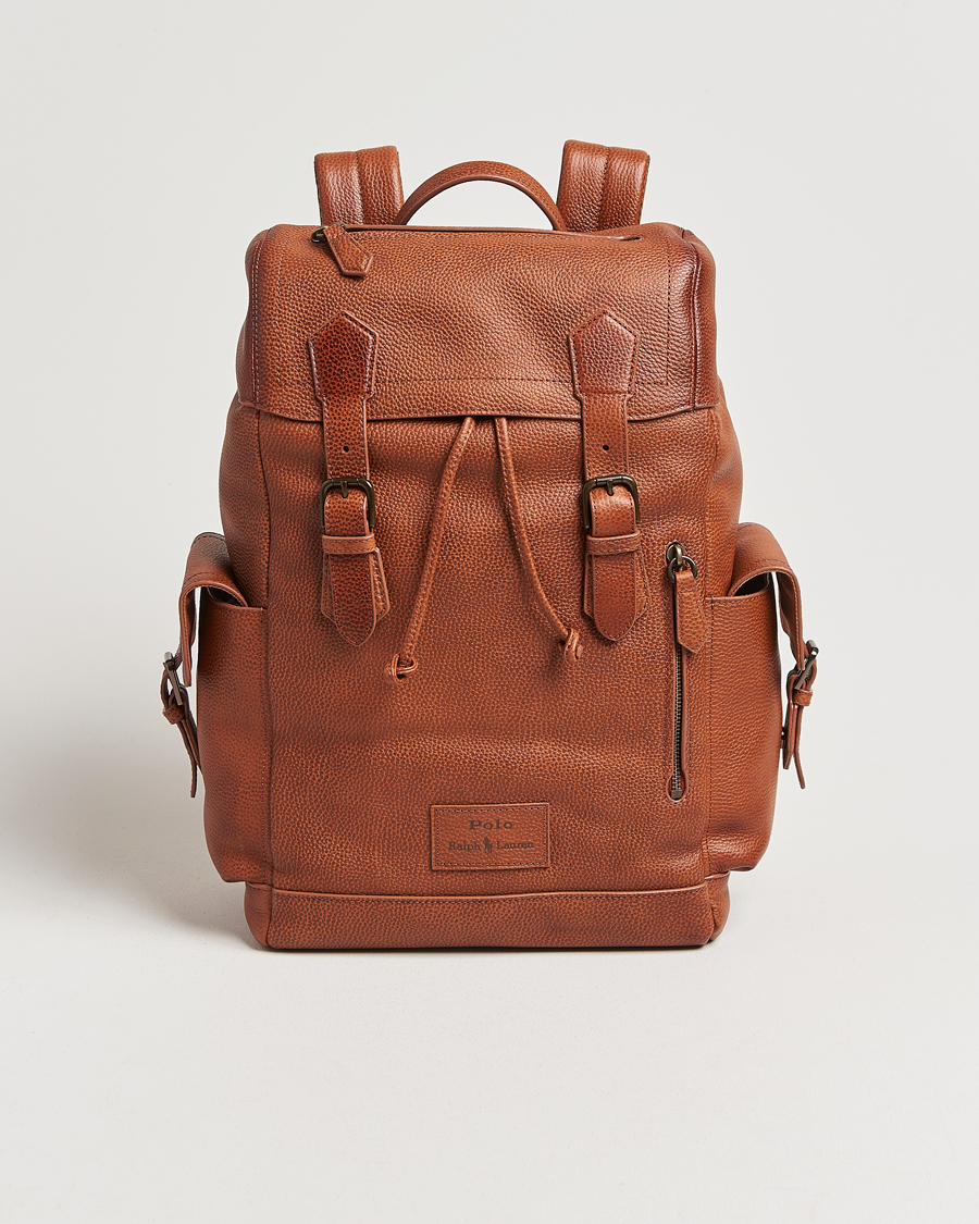 Herre | Polo Ralph Lauren Leather Flap Backpack Saddle Brown | Polo Ralph Lauren | Leather Flap Backpack Saddle Brown