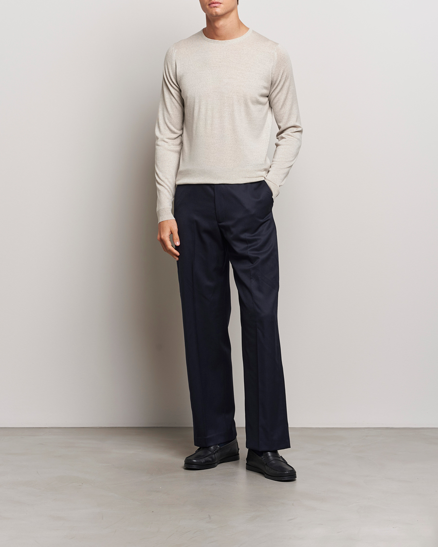 Herre | Gensere | John Smedley | Lundy Extra Fine Merino Crew Neck Grey Fleece