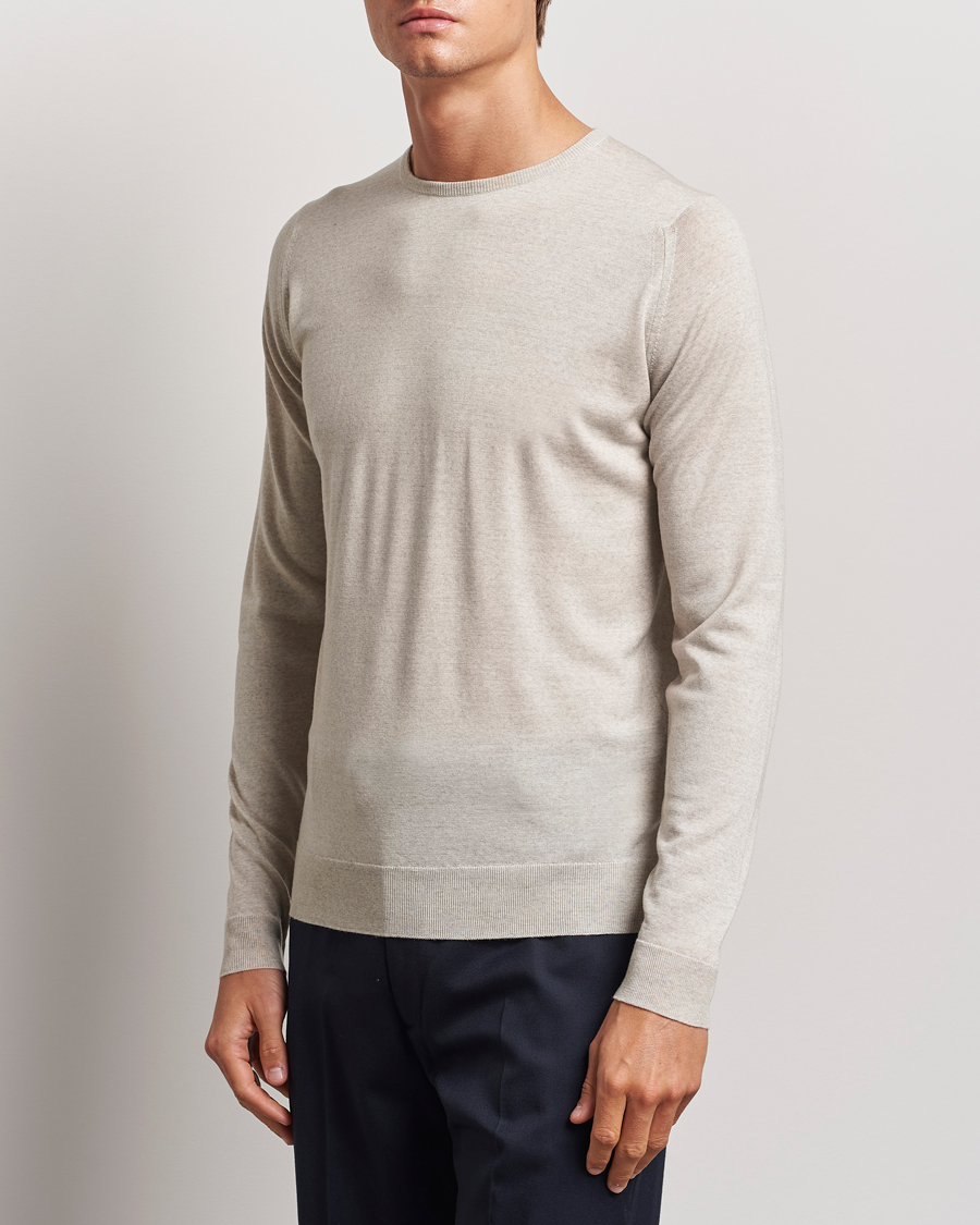 Herre |  | John Smedley | Lundy Extra Fine Merino Crew Neck Grey Fleece