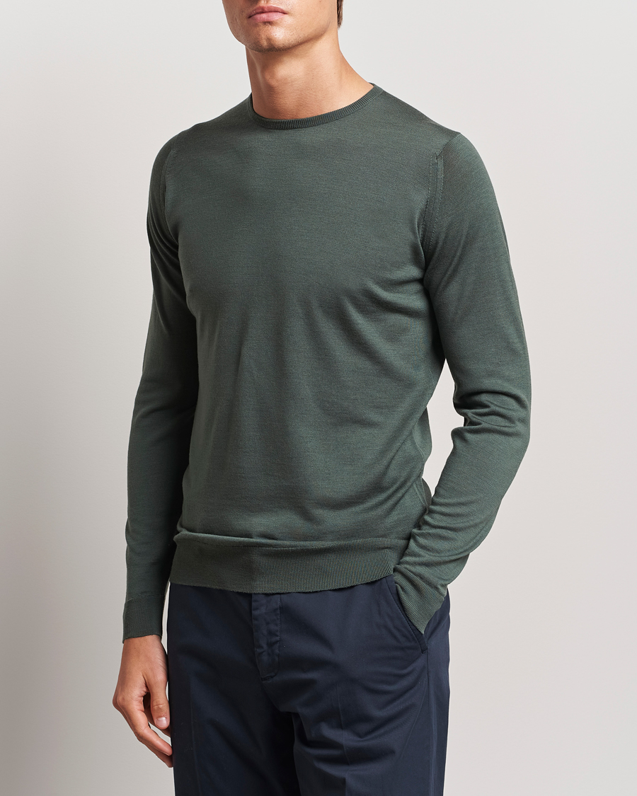 Herre | Gensere | John Smedley | Lundy Extra Fine Merino Crew Neck Highland Green