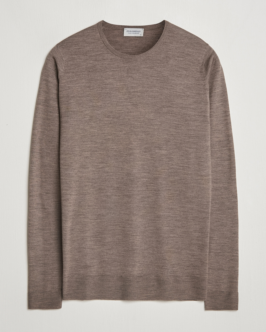 Herre | Gensere | John Smedley | Lundy Extra Fine Merino Crew Neck Mushroom Brown