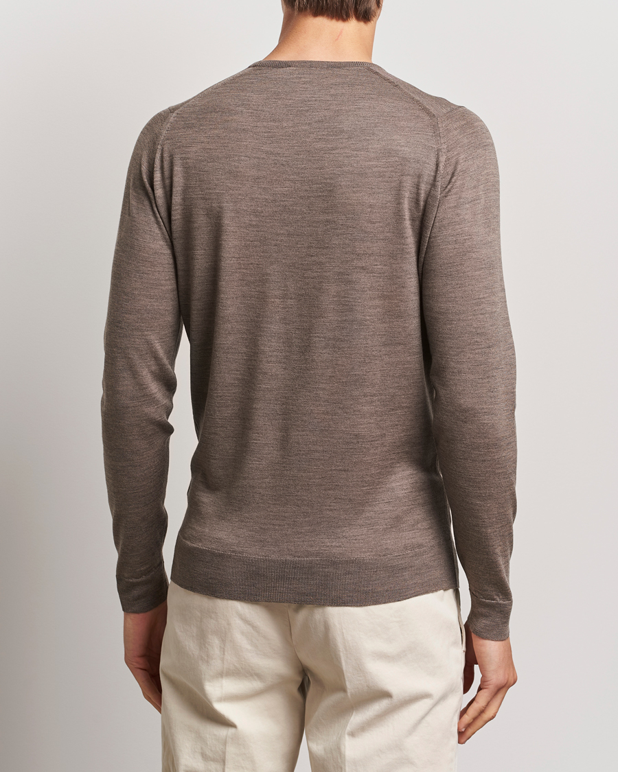 Herre | Gensere | John Smedley | Lundy Extra Fine Merino Crew Neck Mushroom Brown