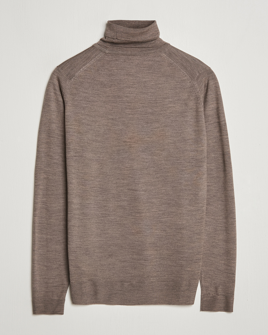 Herre | Gensere | John Smedley | Cherwell Extra Fine Merino Rollneck Mushroom Brown