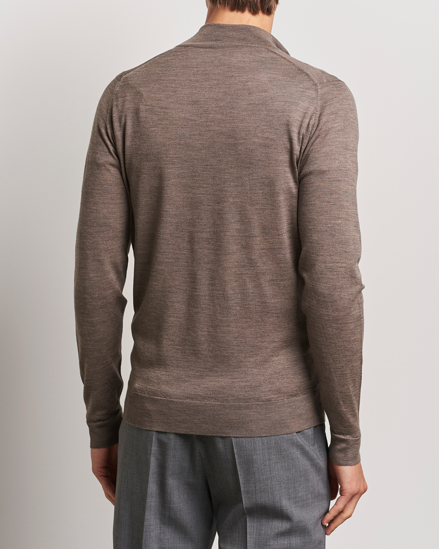 Herre | Gensere | John Smedley | Barrow Extra Fine Merino Half Zip Mushroom