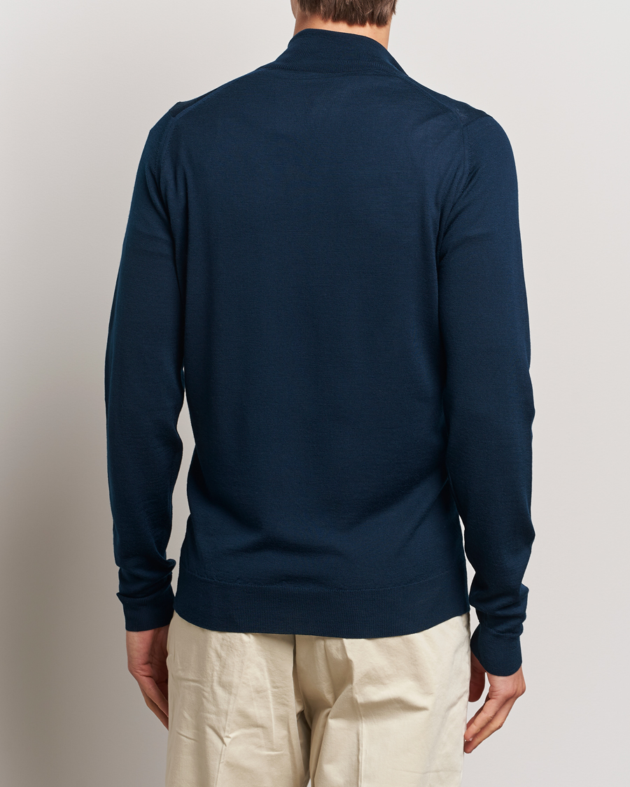 Herre | Gensere | John Smedley | Barrow Extra Fine Merino Half Zip Orion Green