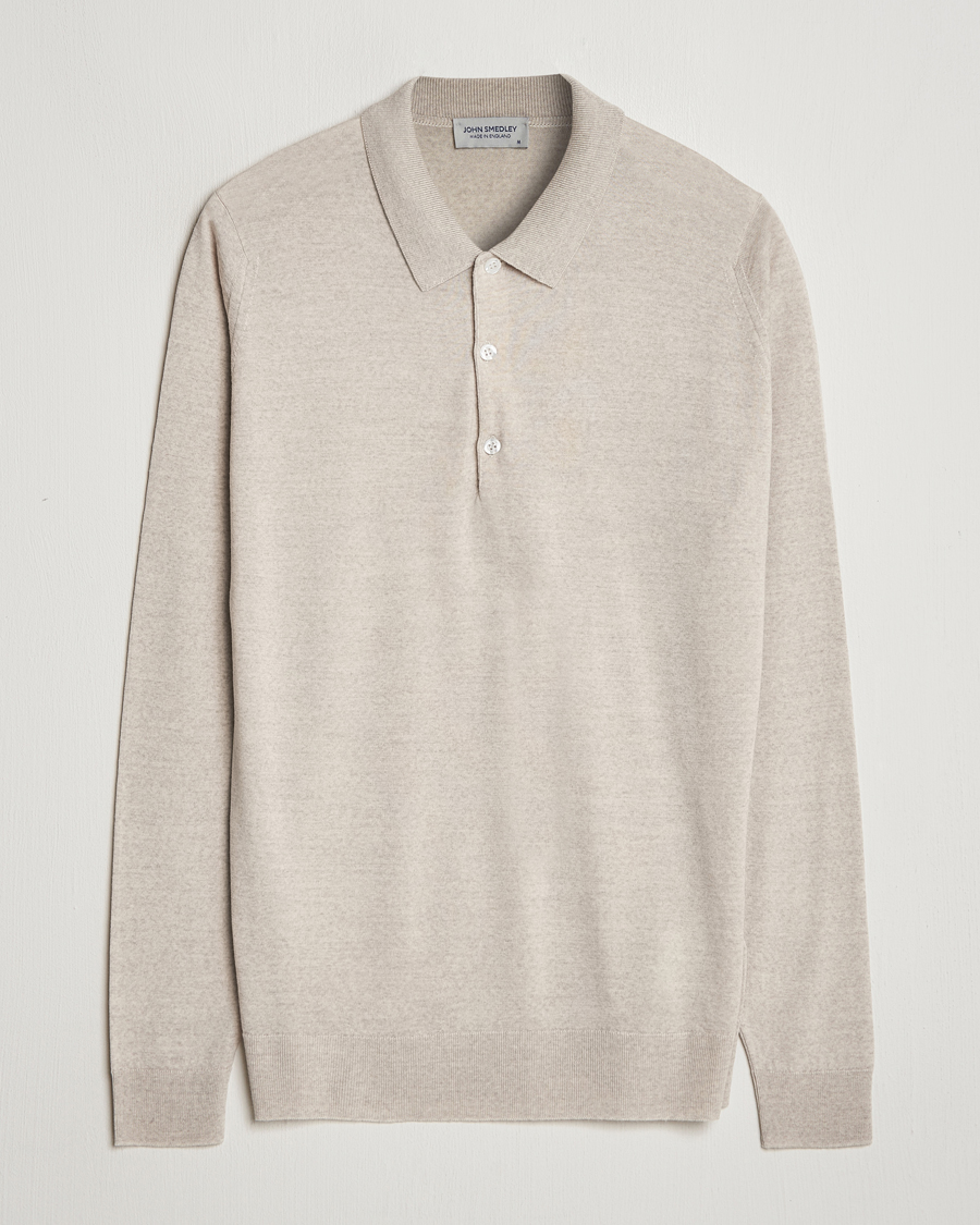 Herre | Gensere | John Smedley | Belper Extra Fine Merino Polo Pullover Grey Fleece