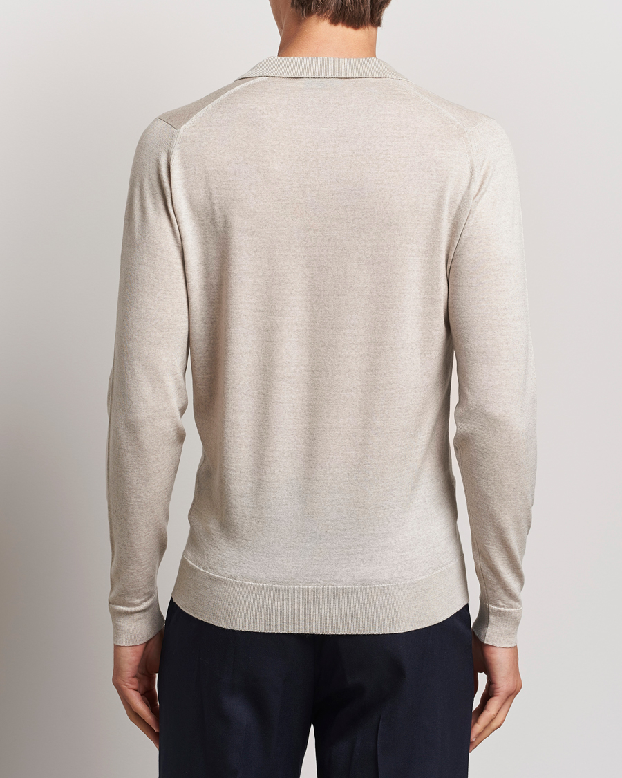 Herre | Gensere | John Smedley | Belper Extra Fine Merino Polo Pullover Grey Fleece