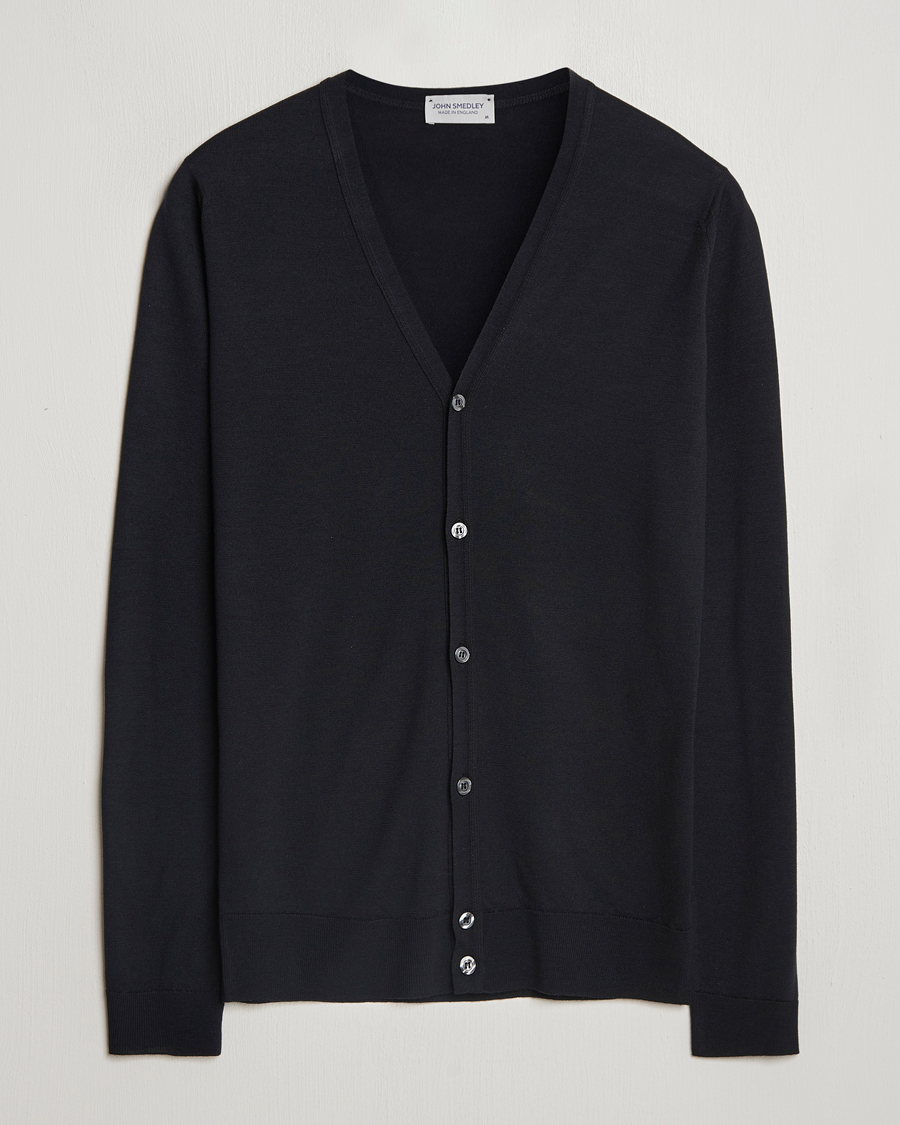 Herre | Gensere | John Smedley | Petworth Extra Fine Merino Cardigan Black