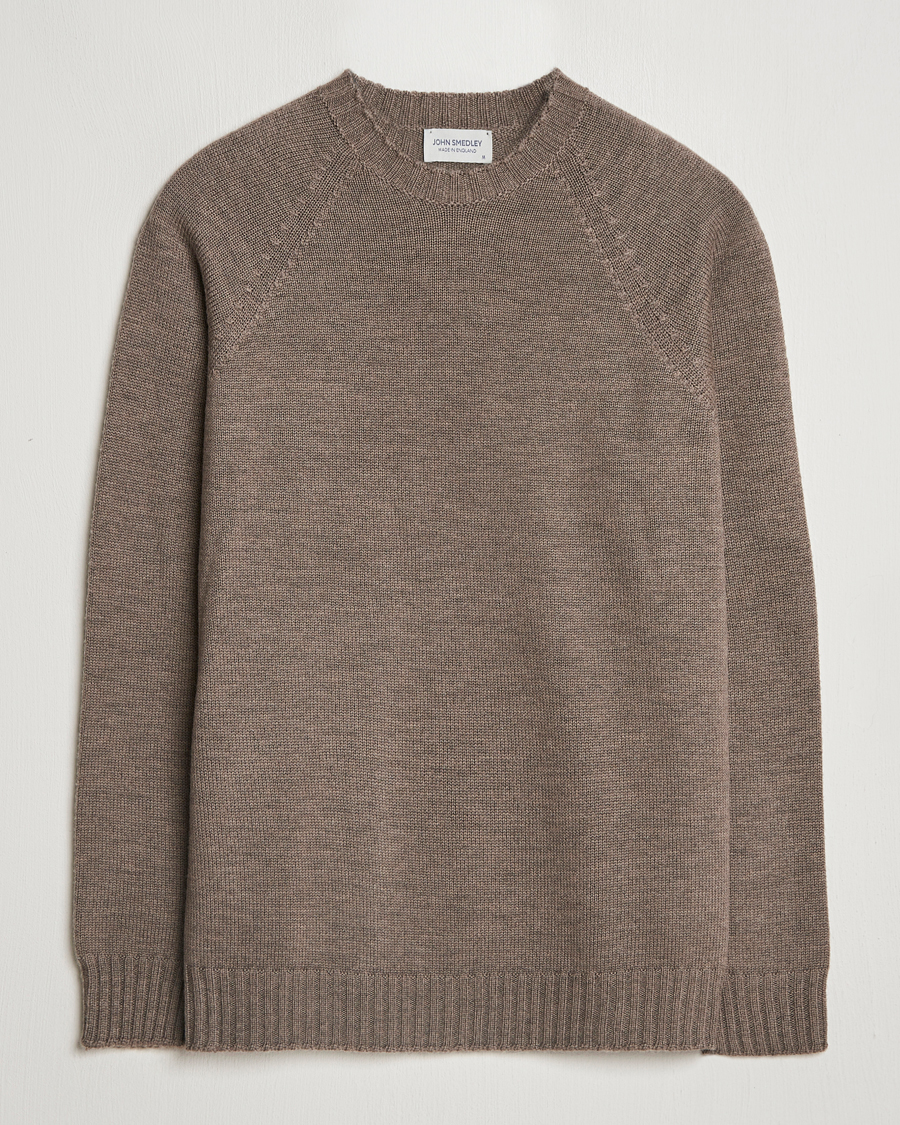 Herre | Gensere | John Smedley | Denver Extra Fine Merino Crew Neck Mushroom Brown