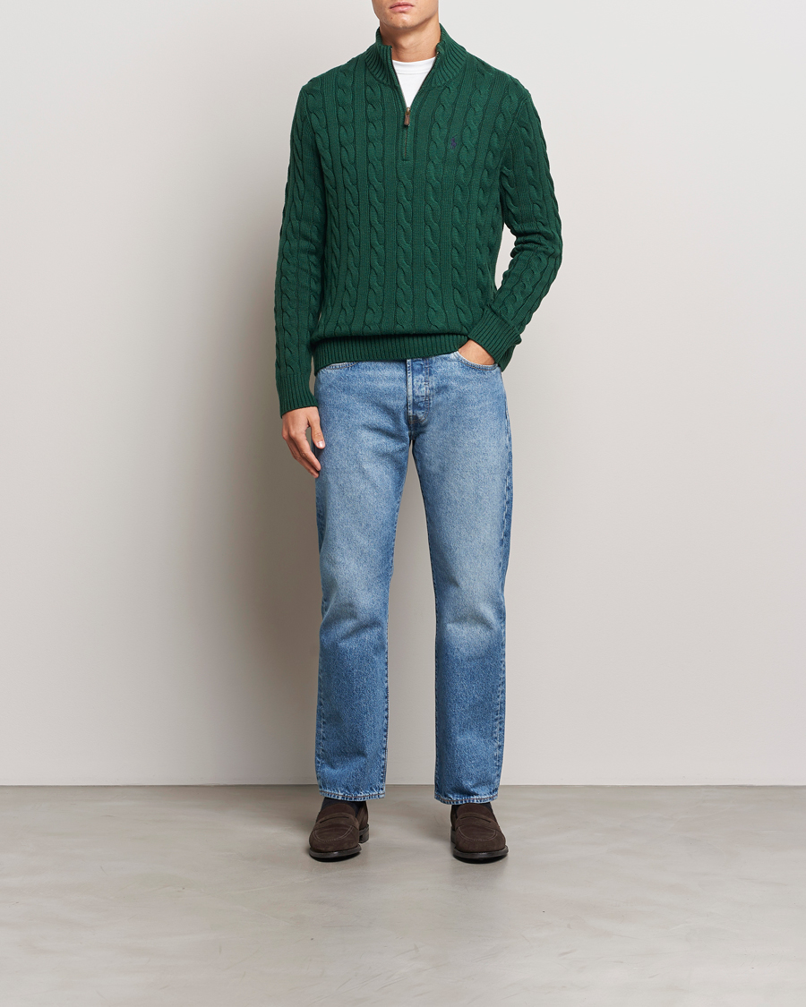 Herre | Gensere | Polo Ralph Lauren | Cotton Cable Half Zip Vintage Pine