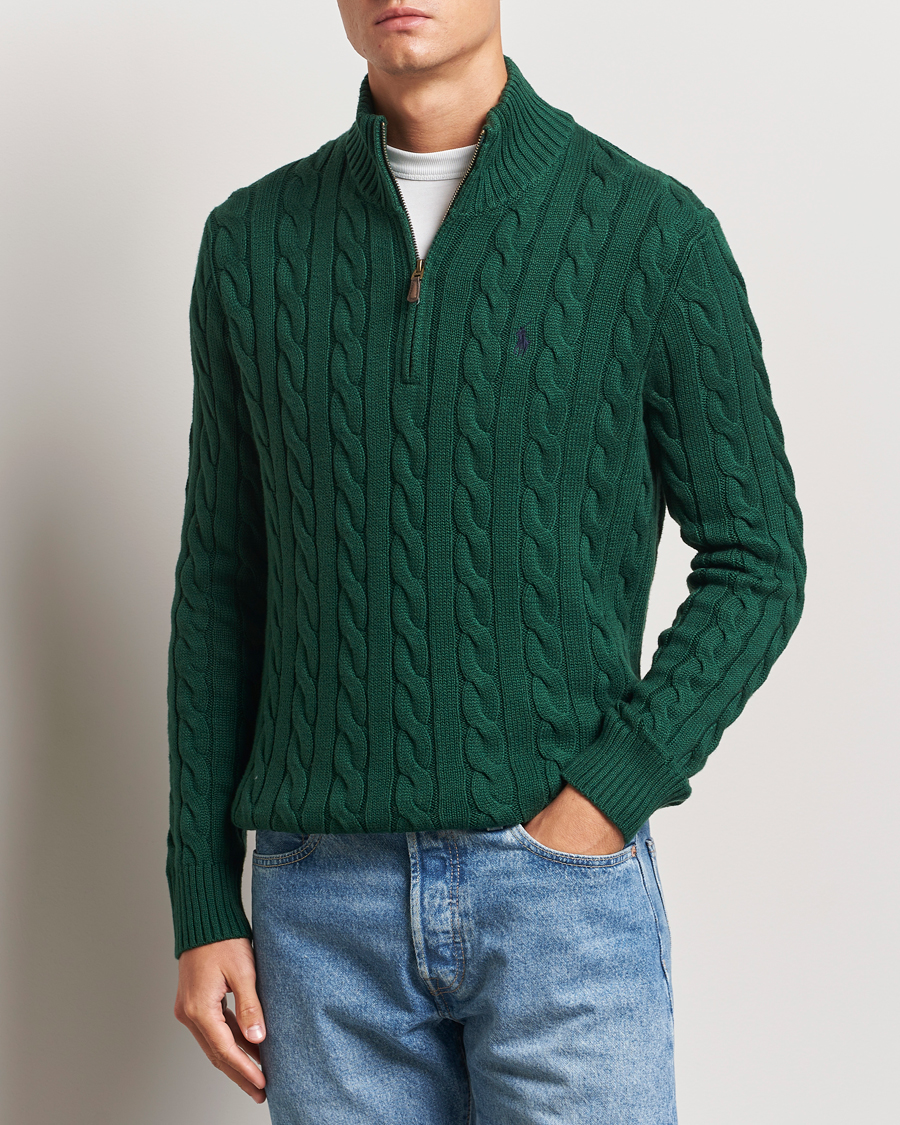 Polo Ralph Lauren Cotton Cable Half Zip Vintage Pine hos