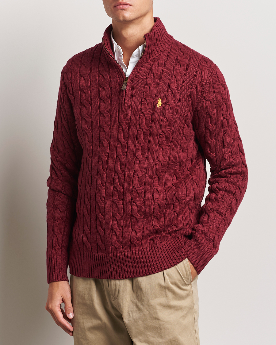 Herre | Gensere | Polo Ralph Lauren | Cotton Cable Half Zip Red Carpet