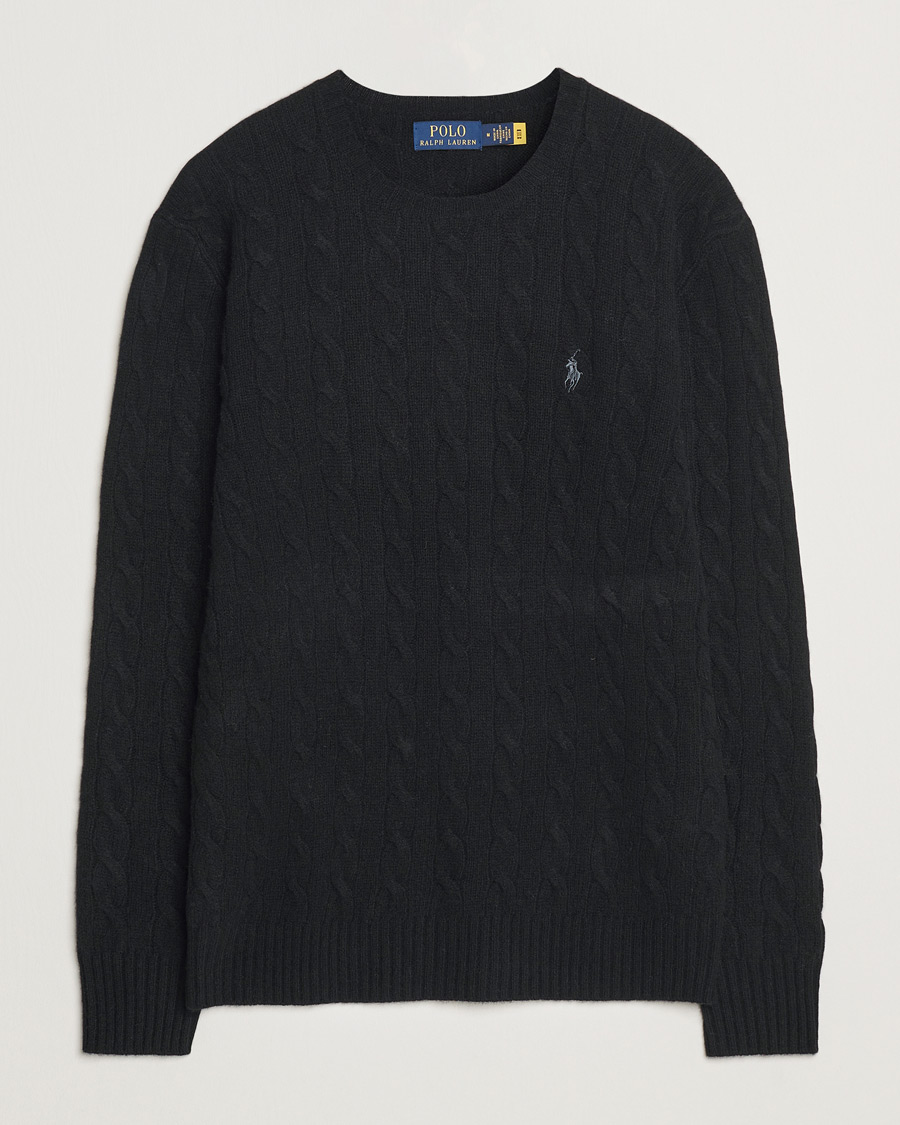 Herre | Gensere | Polo Ralph Lauren | Wool/Cashmere Cable Crew Neck Polo Black