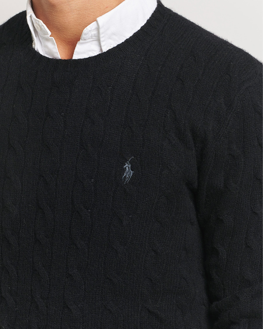 Herre | Gensere | Polo Ralph Lauren | Wool/Cashmere Cable Crew Neck Polo Black