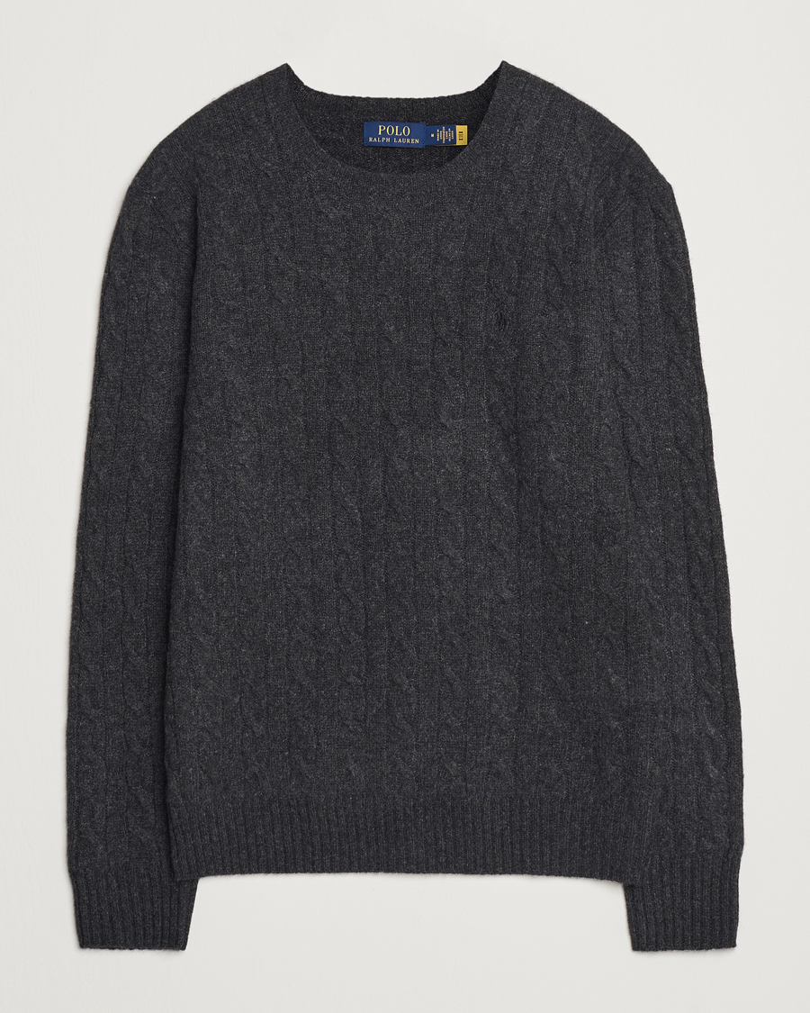 Herre | Gensere | Polo Ralph Lauren | Wool/Cashmere Cable Crew Neck Dark Granite Heather