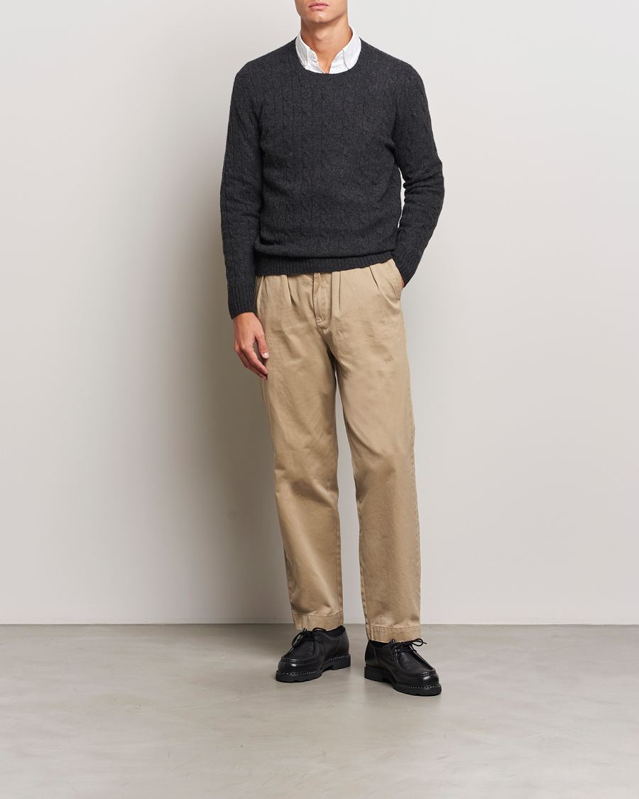 Herre | Gensere | Polo Ralph Lauren | Wool/Cashmere Cable Crew Neck Dark Granite Heather