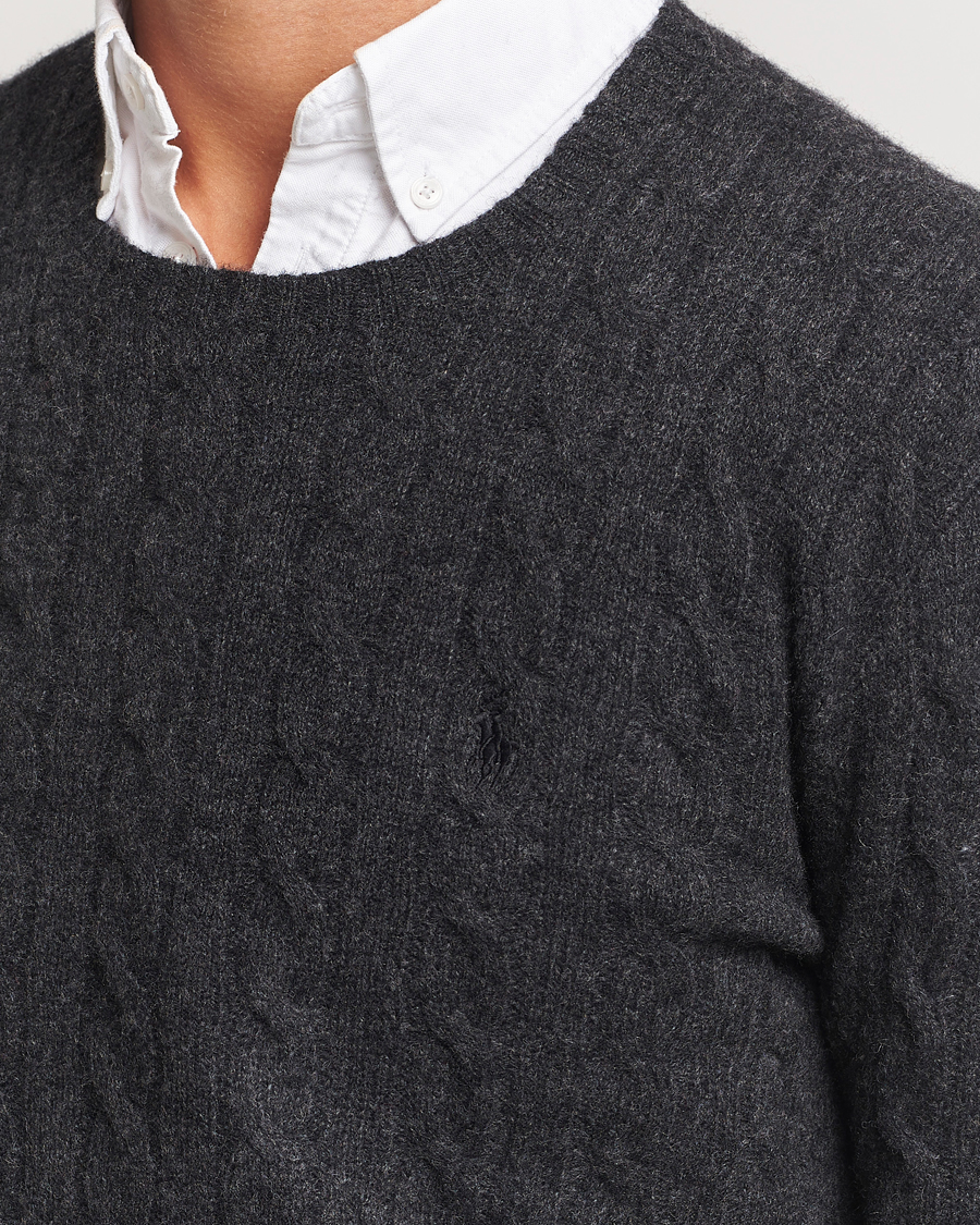 Herre | Gensere | Polo Ralph Lauren | Wool/Cashmere Cable Crew Neck Dark Granite Heather