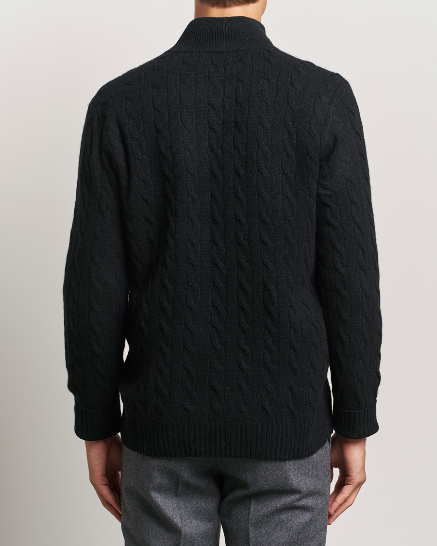 Herre | Gensere | Polo Ralph Lauren | Wool/Cashmere Cable Half Zip Polo Black