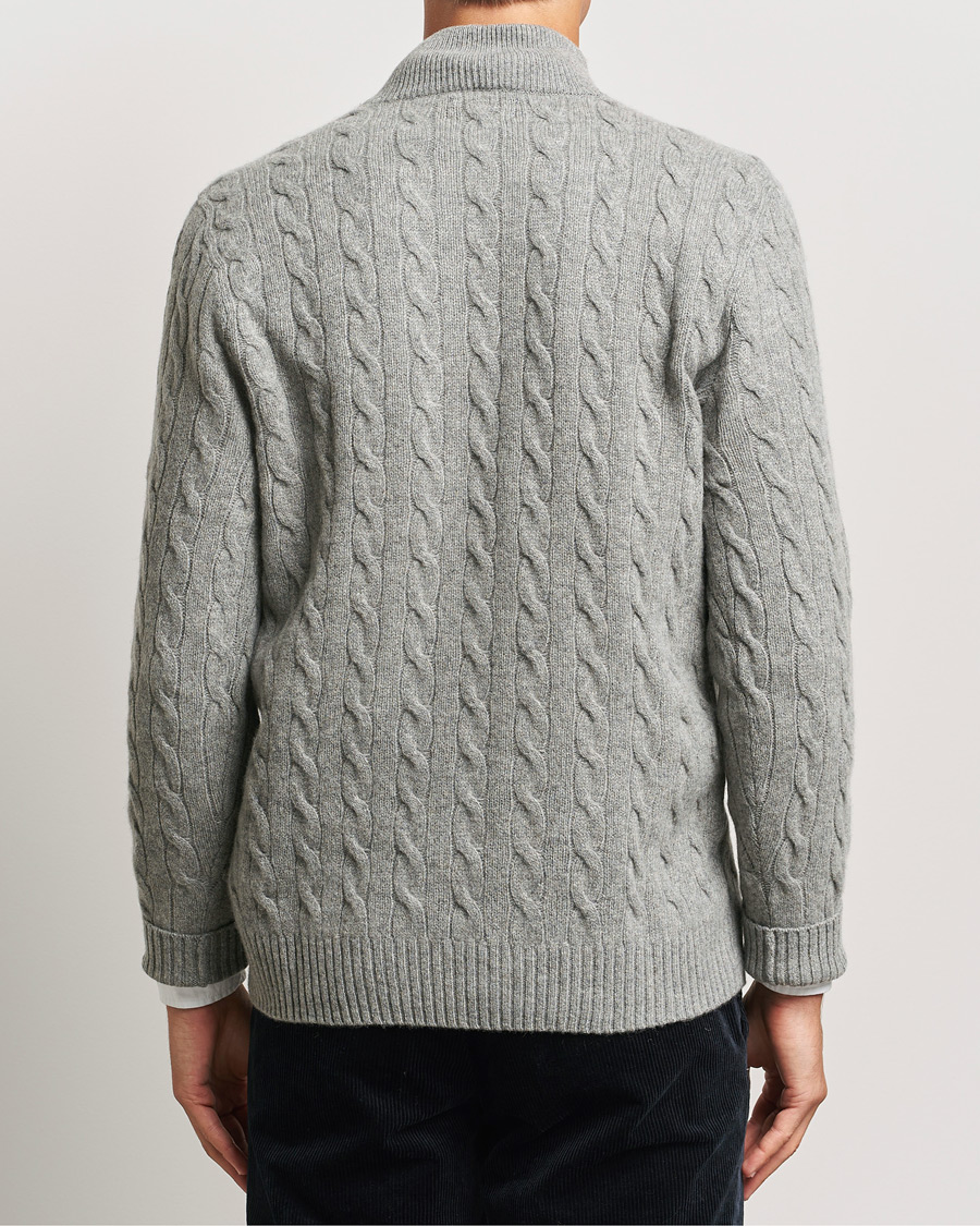 Herre | Gensere | Polo Ralph Lauren | Wool/Cashmere Cable Half Zip Fawn Grey Heather