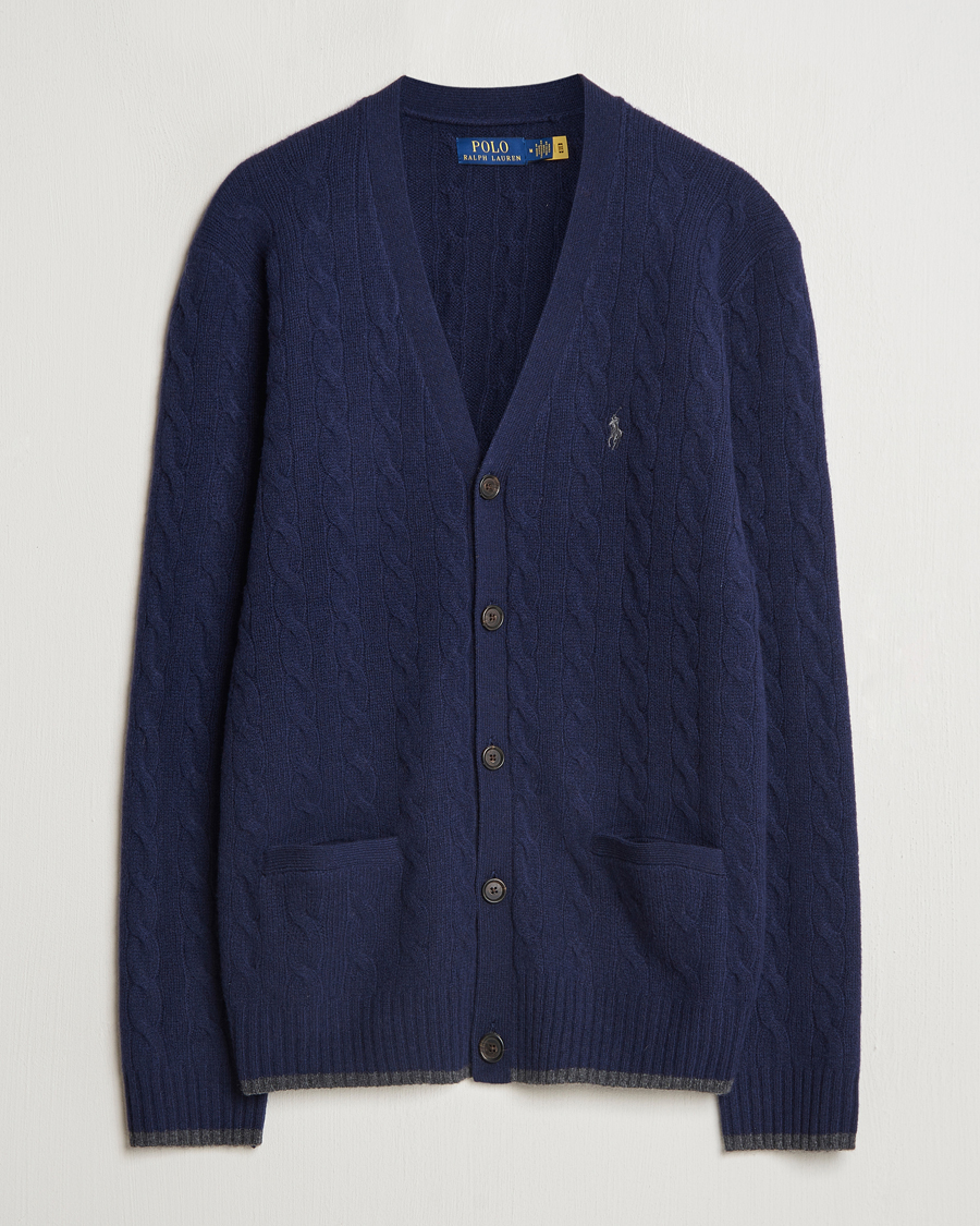 Herre | Gensere | Polo Ralph Lauren | Wool/Cashmere Cable Cardigan Hunter Navy