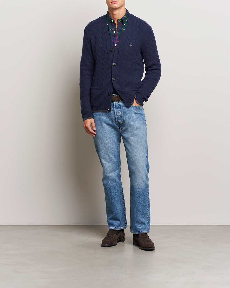 Herre | Gensere | Polo Ralph Lauren | Wool/Cashmere Cable Cardigan Hunter Navy