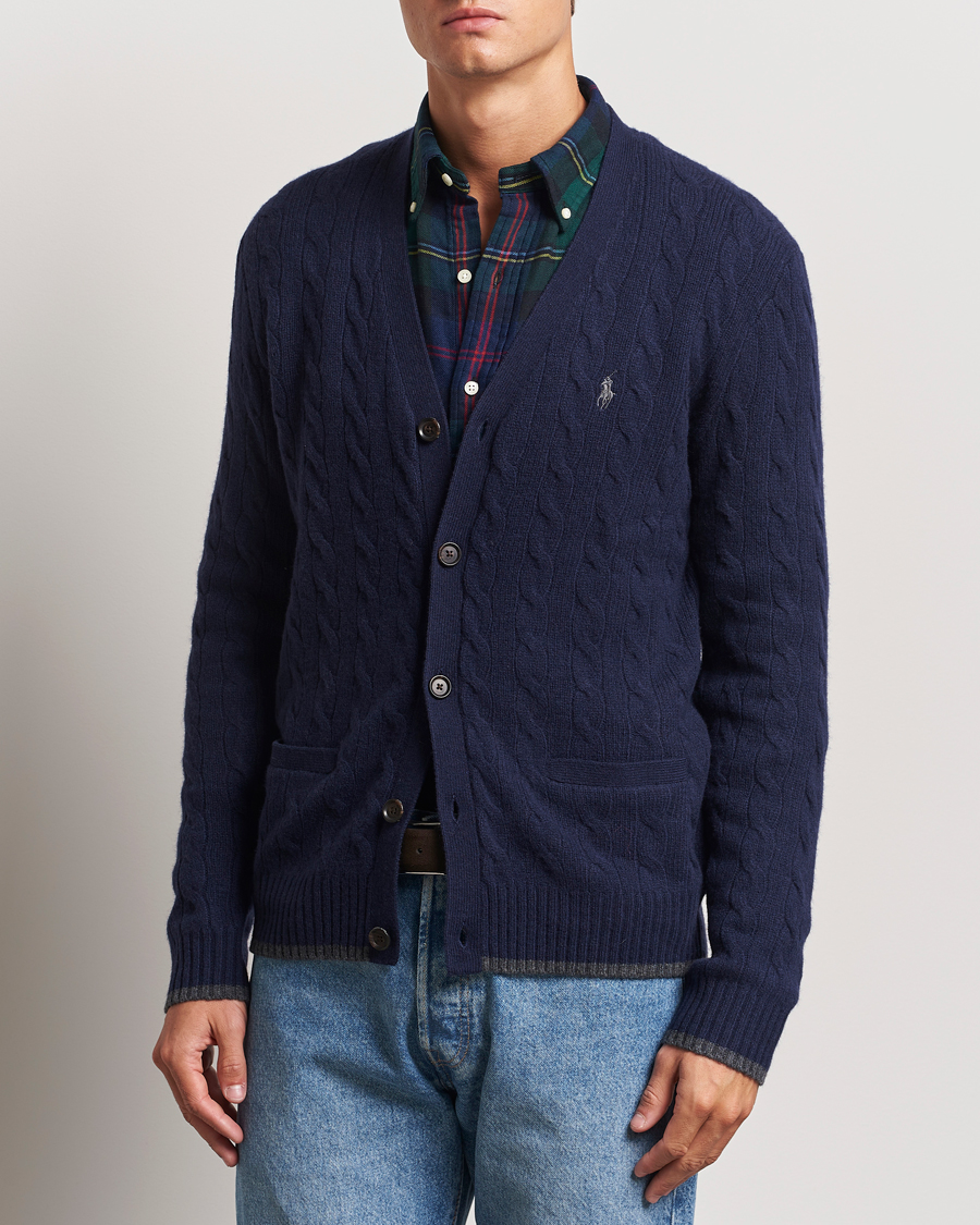 Herre | Gensere | Polo Ralph Lauren | Wool/Cashmere Cable Cardigan Hunter Navy