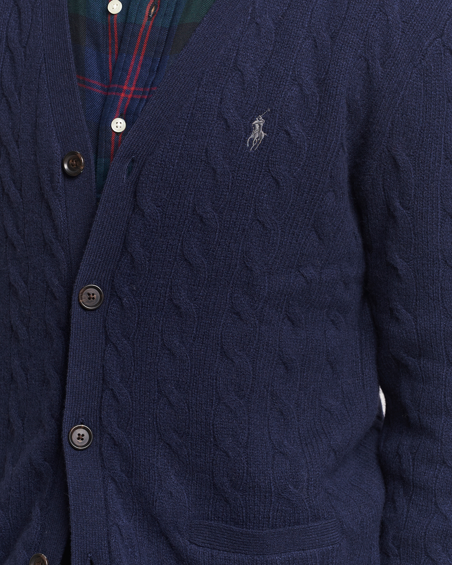 Herre | Gensere | Polo Ralph Lauren | Wool/Cashmere Cable Cardigan Hunter Navy