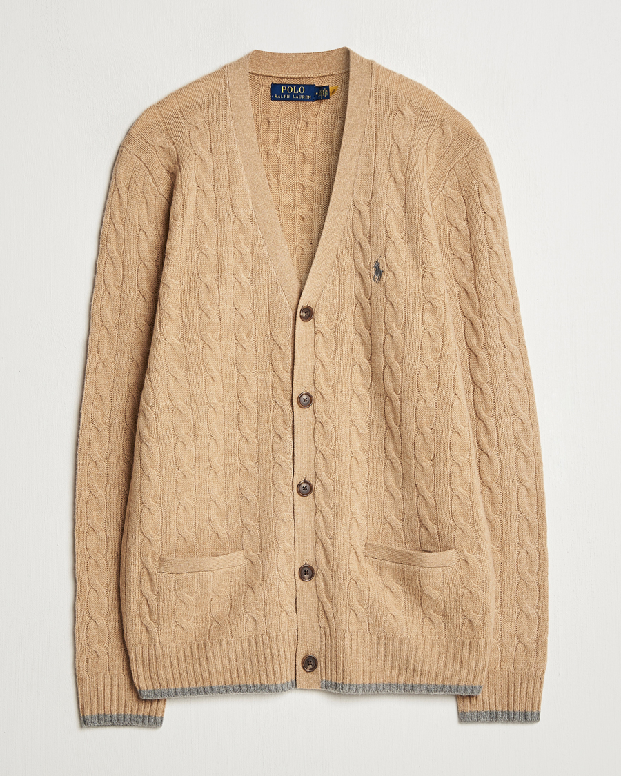Herre | Gensere | Polo Ralph Lauren | Wool/Cashmere Cable Cardigan Camel Melange