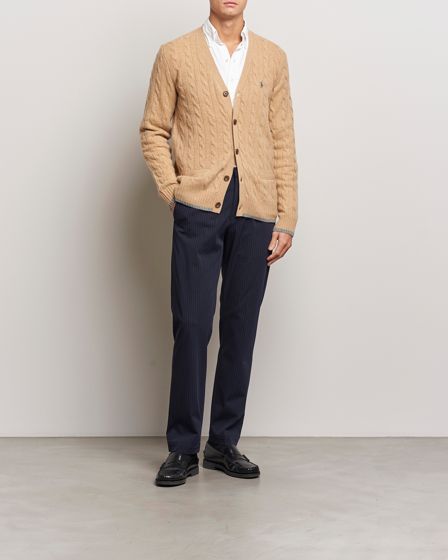Herre | Gensere | Polo Ralph Lauren | Wool/Cashmere Cable Cardigan Camel Melange