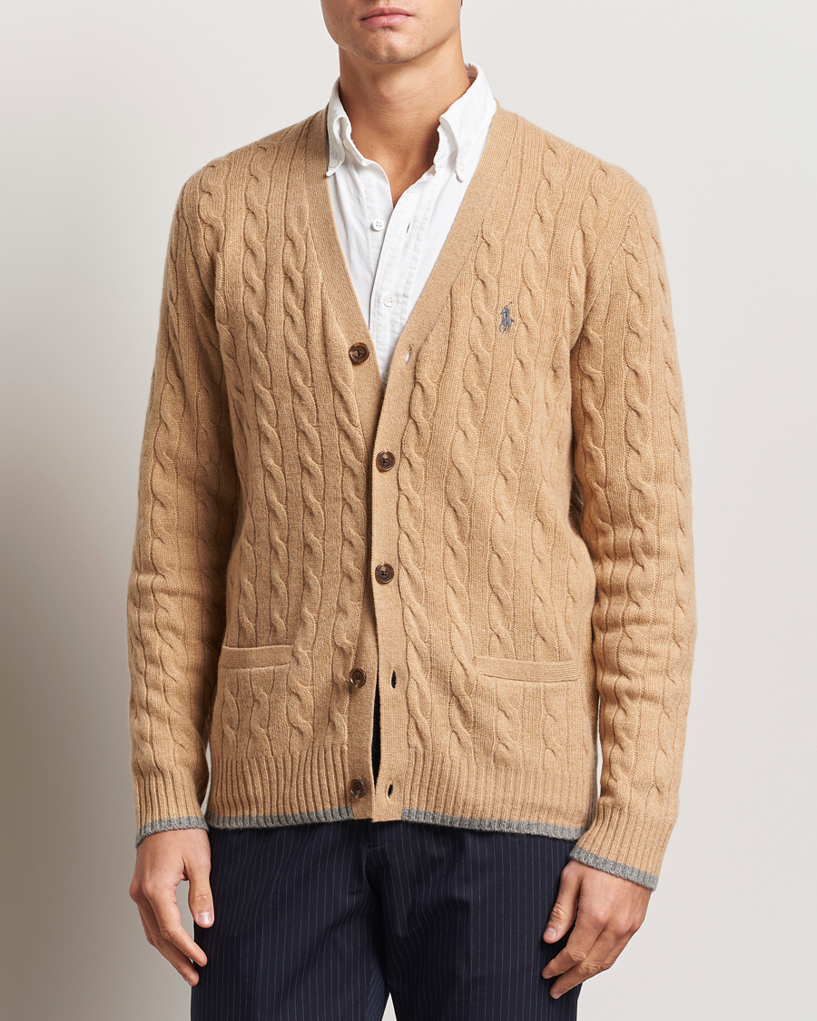 Herre | Gensere | Polo Ralph Lauren | Wool/Cashmere Cable Cardigan Camel Melange