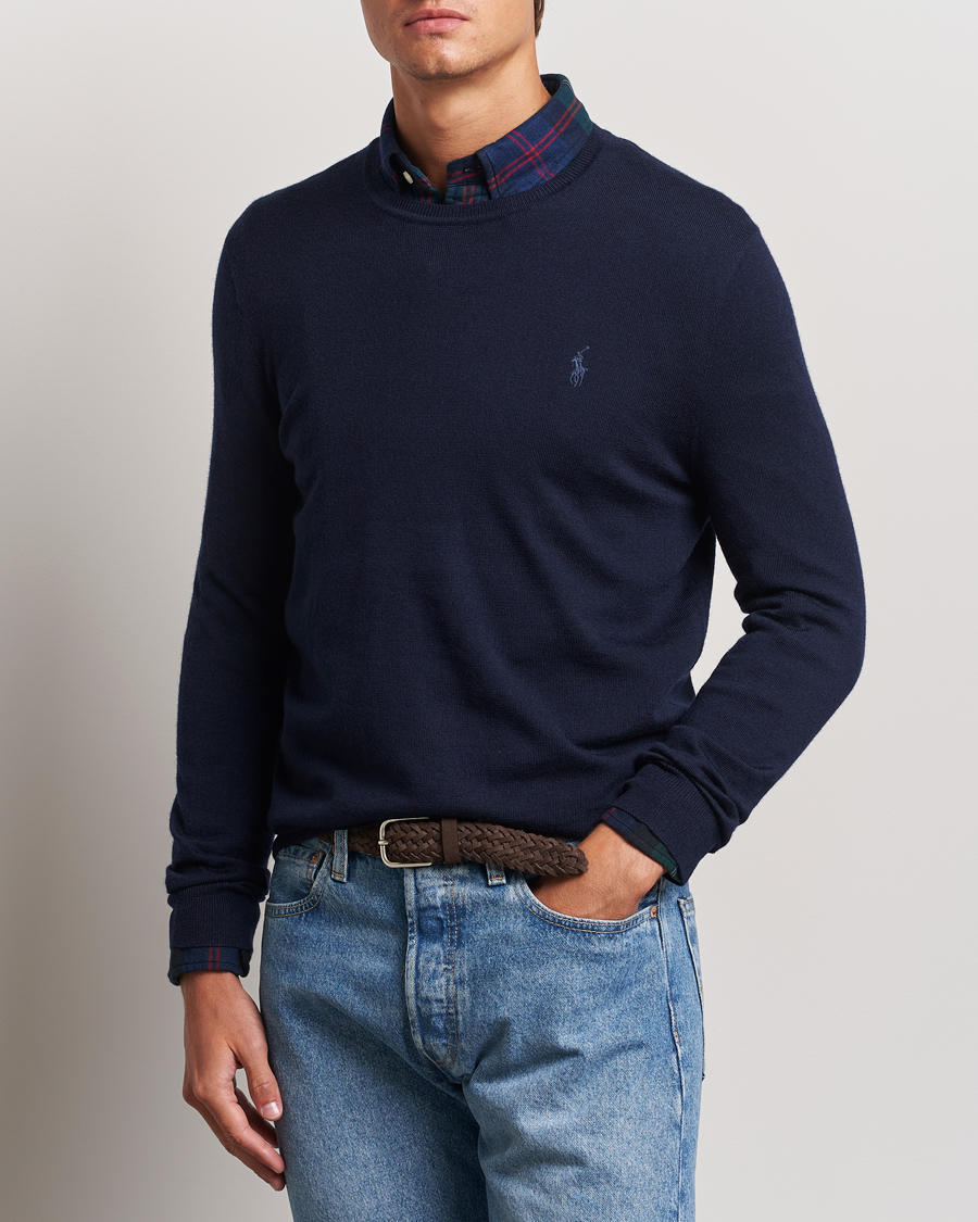 Herre | Gensere | Polo Ralph Lauren | Merino Crew Neck Pullover Hunter Navy