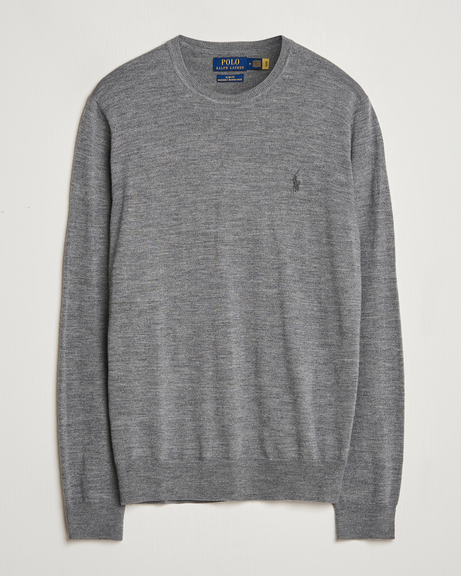 Herre | Gensere | Polo Ralph Lauren | Merino Crew Neck Pullover Fawn Grey Heather
