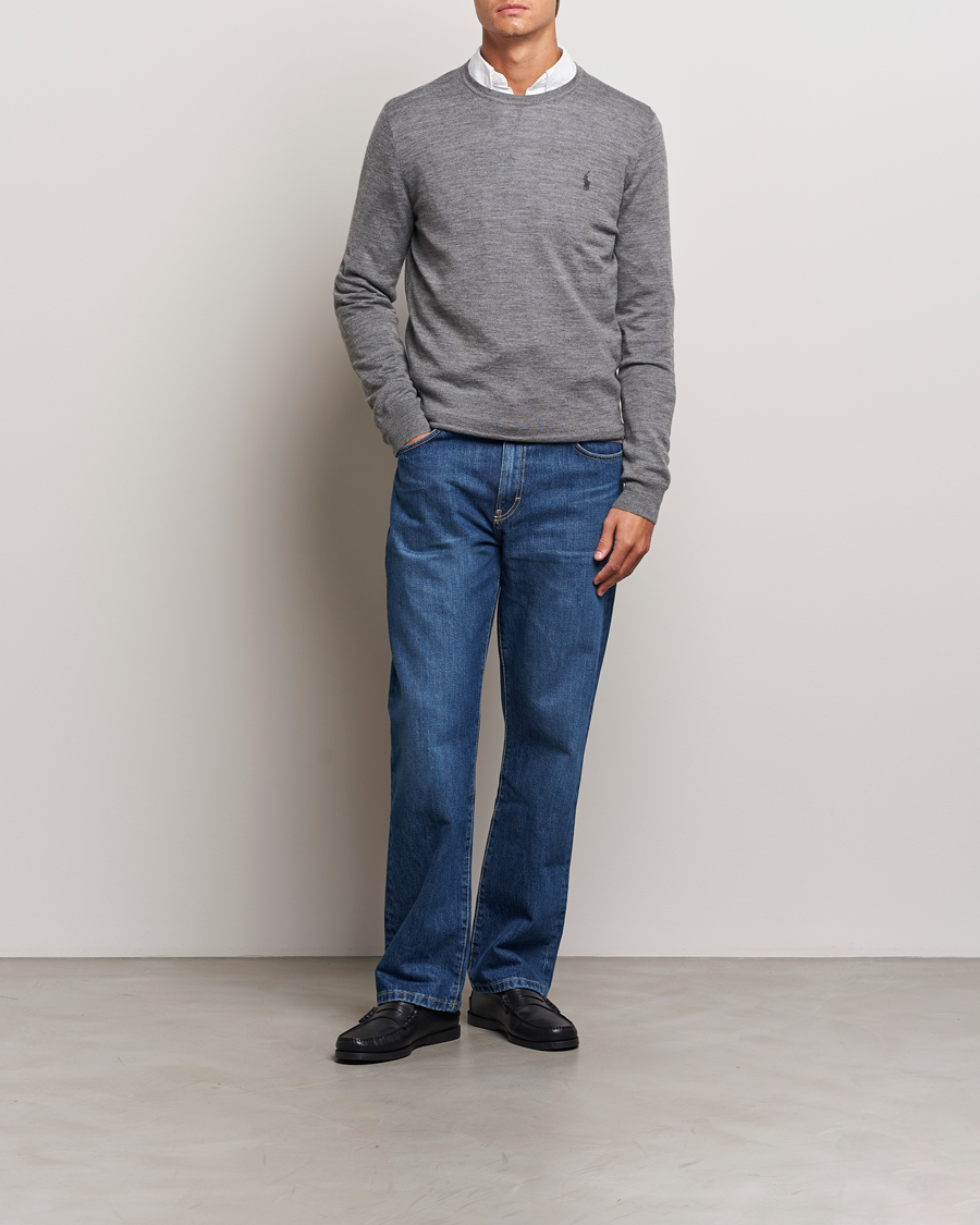 Herre | Gensere | Polo Ralph Lauren | Merino Crew Neck Pullover Fawn Grey Heather