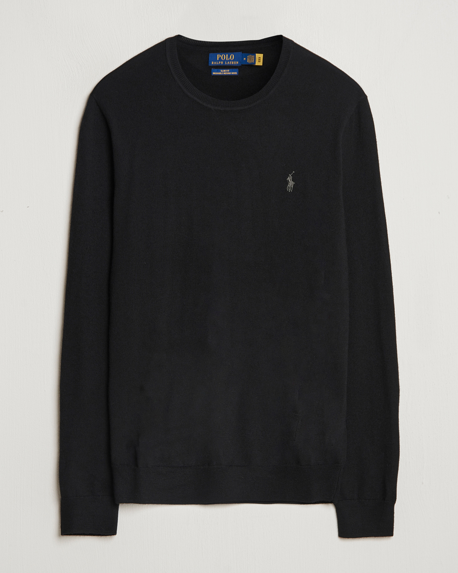 Herre | Gensere | Polo Ralph Lauren | Merino Crew Neck Pullover Polo Black