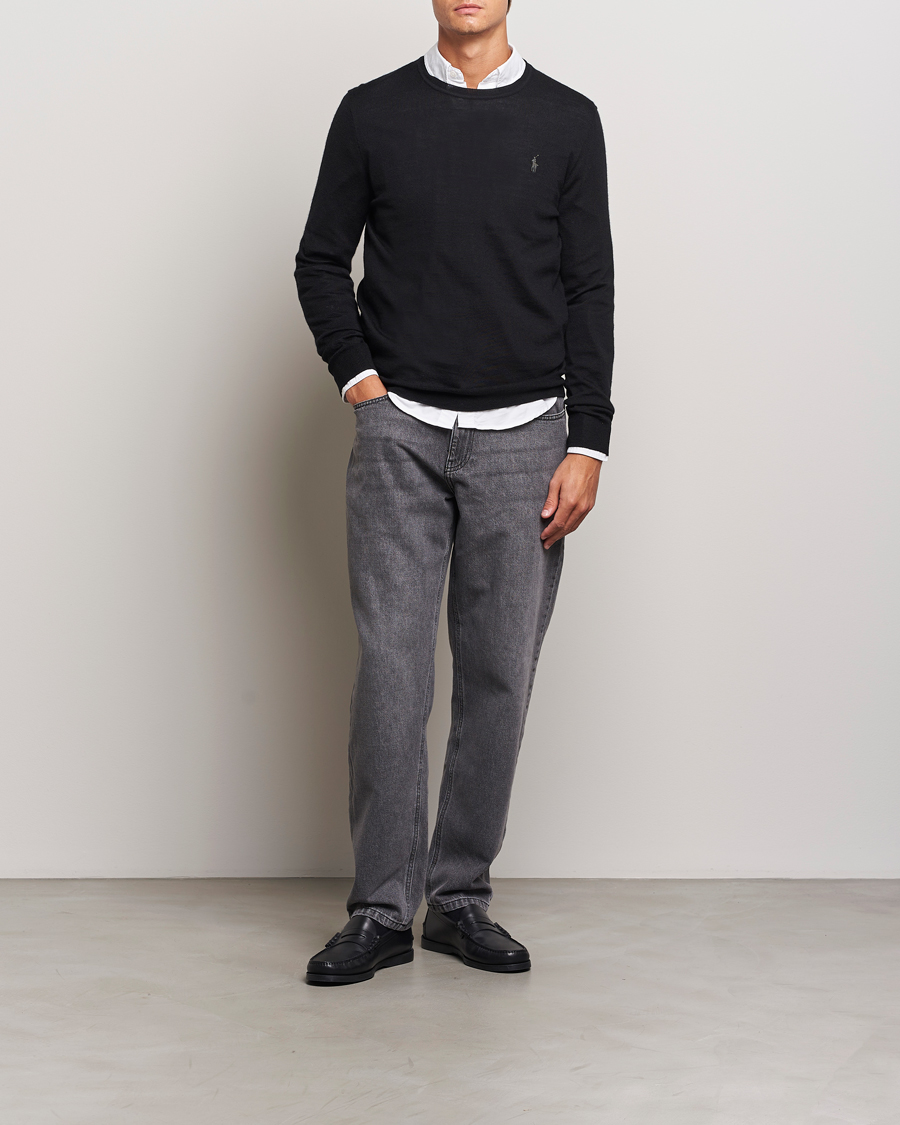 Herre | Gensere | Polo Ralph Lauren | Merino Crew Neck Pullover Polo Black