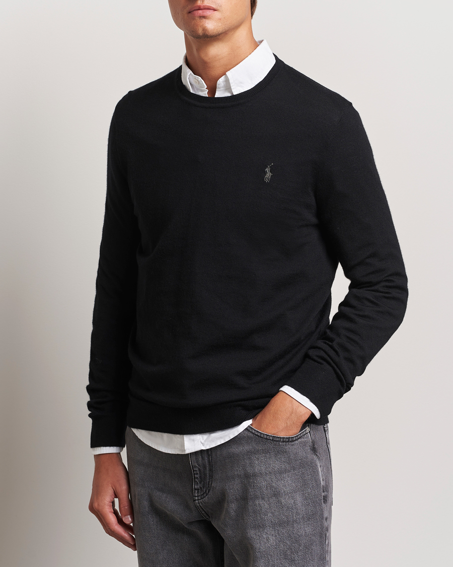 Herre | Gensere | Polo Ralph Lauren | Merino Crew Neck Pullover Polo Black