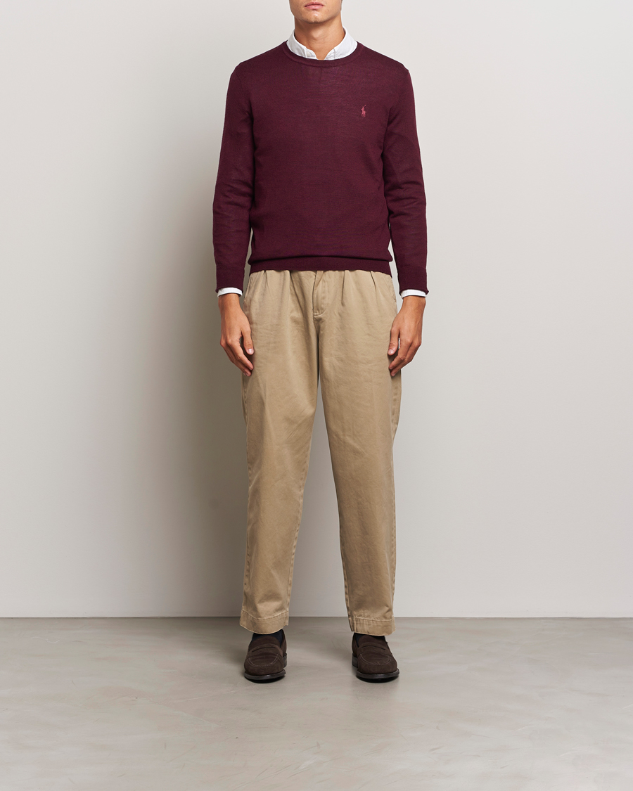 Herre | Gensere | Polo Ralph Lauren | Merino Crew Neck Pullover Aged Wine Heather