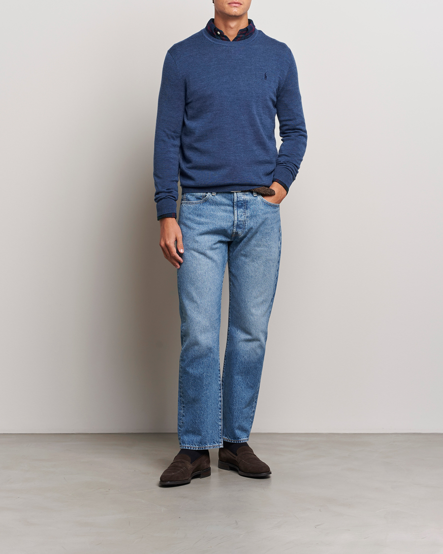Herre | Gensere | Polo Ralph Lauren | Merino Crew Neck Pullover Rustic Navy Heather