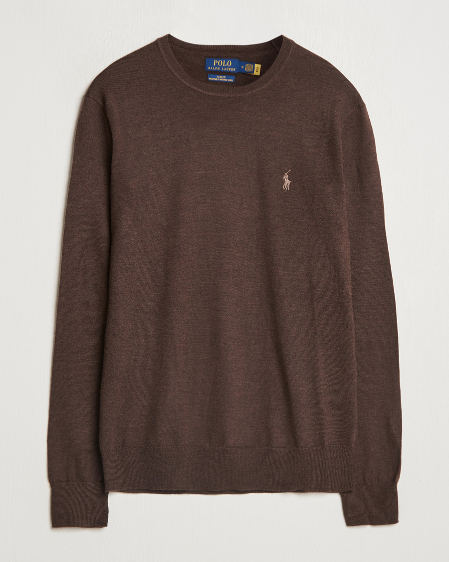 Herre | Gensere | Polo Ralph Lauren | Merino Crew Neck Pullover Cacao Brown Heather
