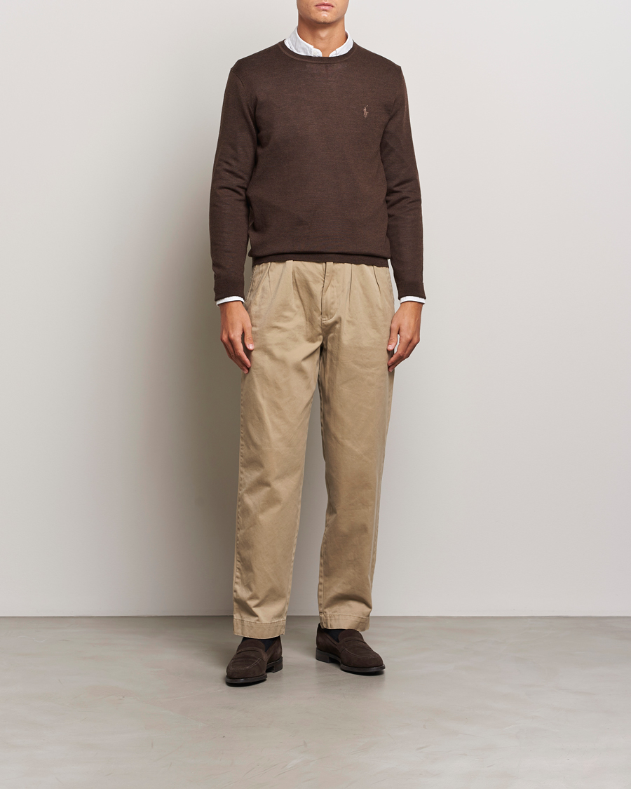 Herre | Gensere | Polo Ralph Lauren | Merino Crew Neck Pullover Cacao Brown Heather