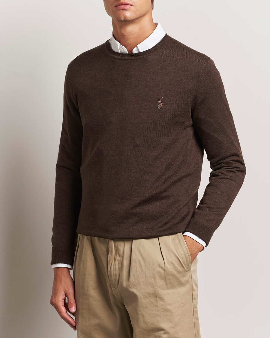 Herre | Gensere | Polo Ralph Lauren | Merino Crew Neck Pullover Cacao Brown Heather