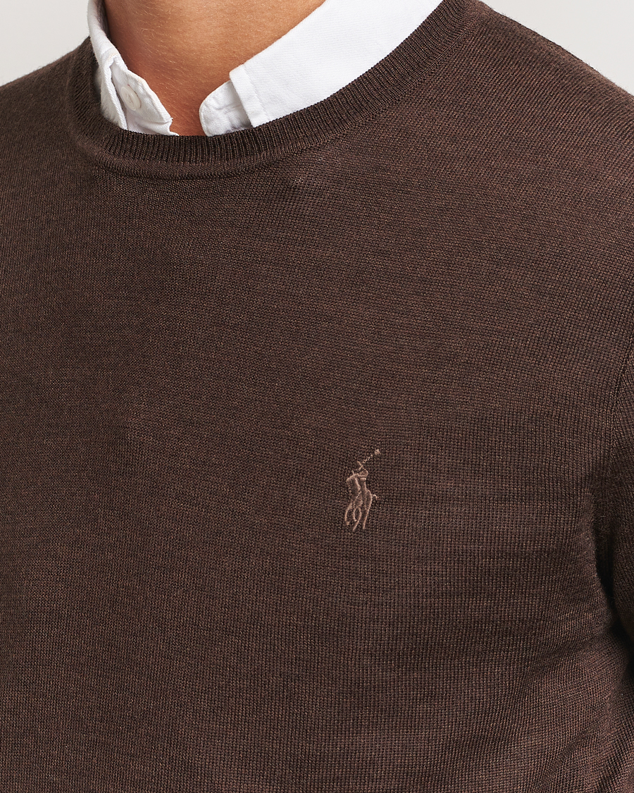 Herre | Gensere | Polo Ralph Lauren | Merino Crew Neck Pullover Cacao Brown Heather