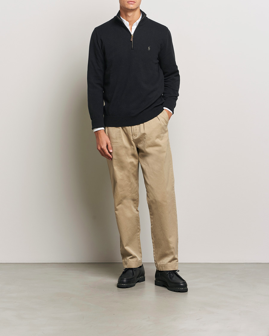 Herre | Gensere | Polo Ralph Lauren | Merino Half-Zip Sweater Polo Black