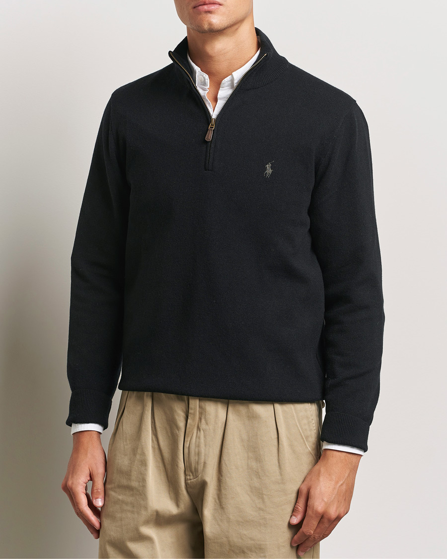 Herre | Gensere | Polo Ralph Lauren | Merino Half-Zip Sweater Polo Black