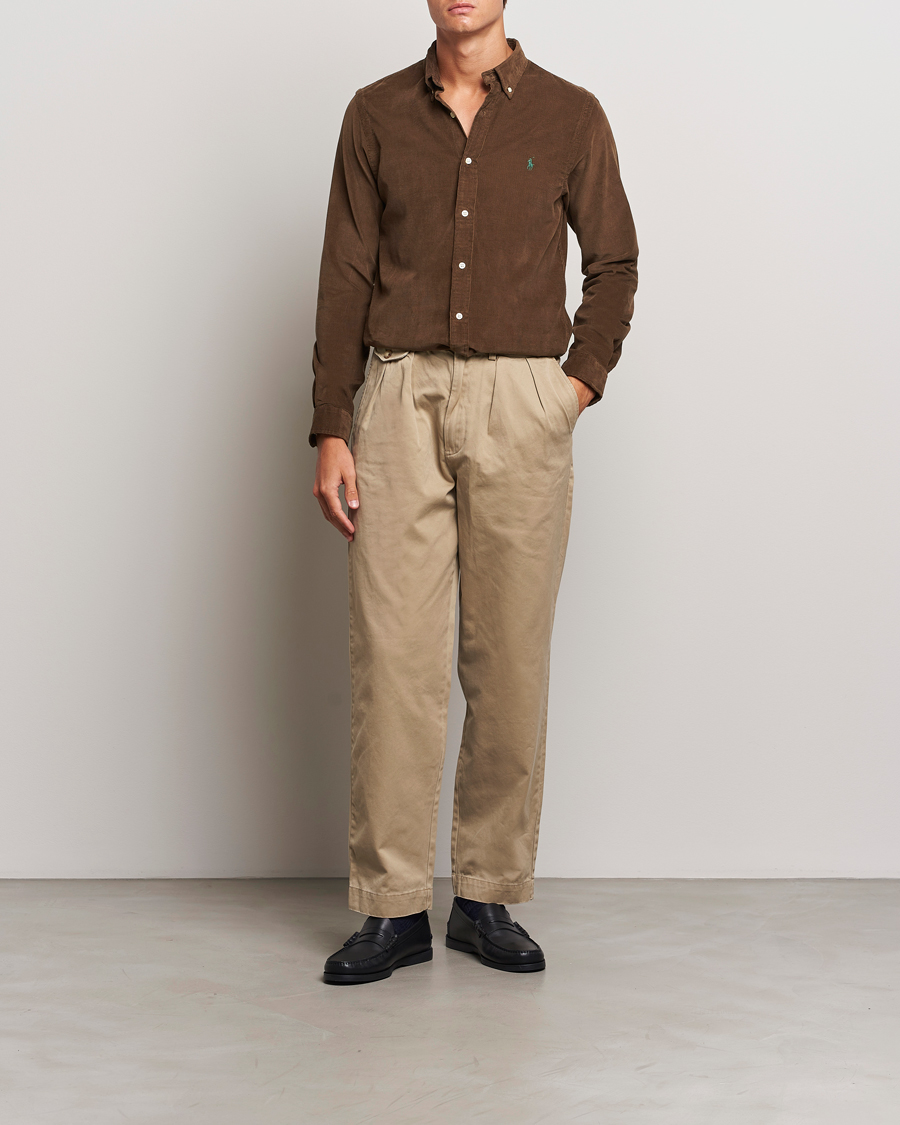Herre | Skjorter | Polo Ralph Lauren | Slim Fit Corduroy Shirt Chocolate Mousse