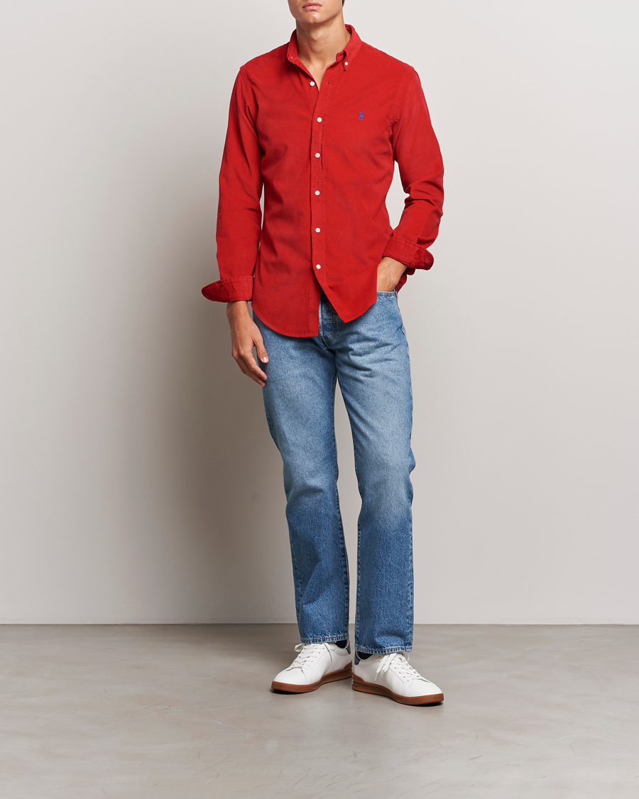 Herre | Skjorter | Polo Ralph Lauren | Slim Fit Corduroy Shirt Martin Red