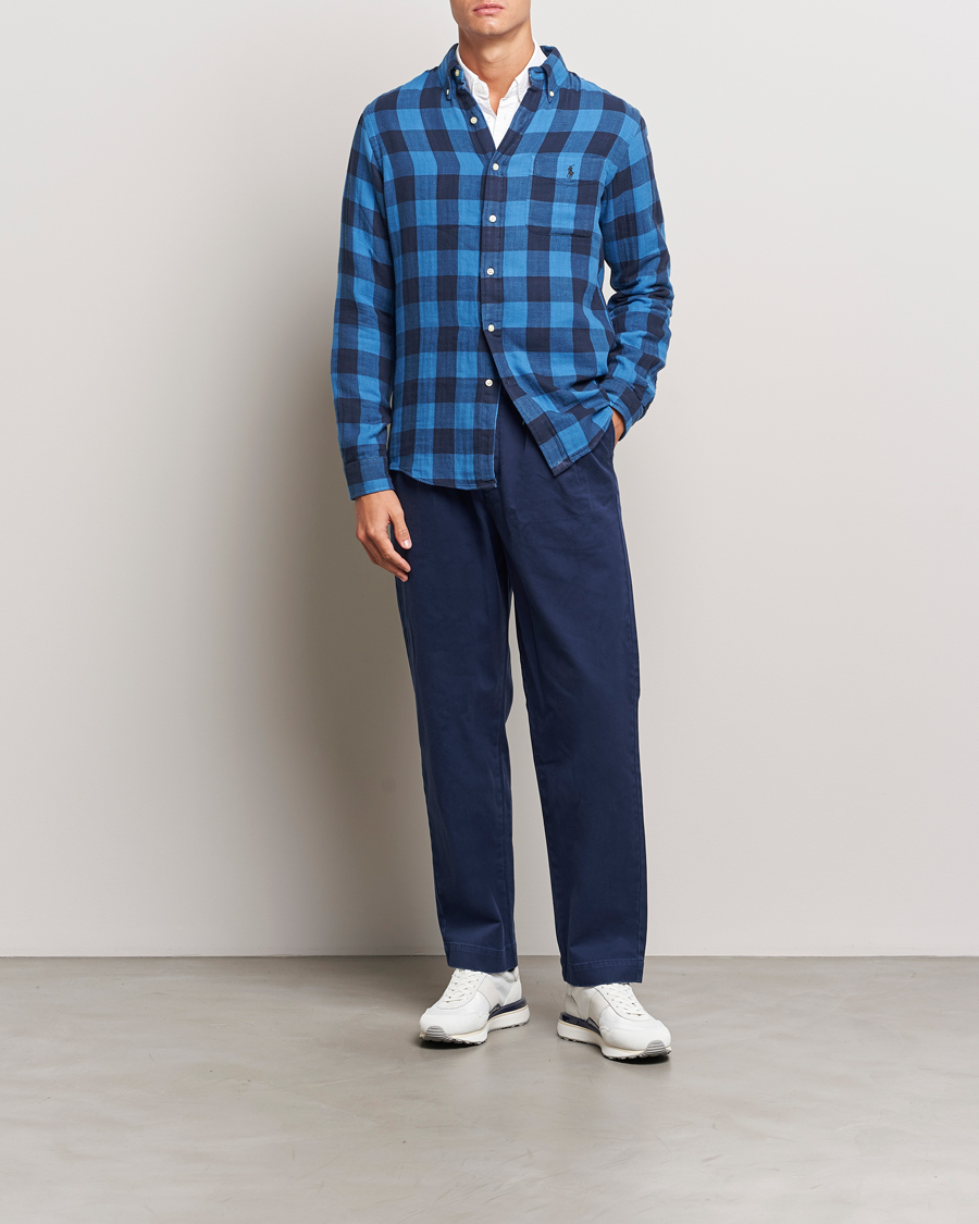 Herre | Skjorter | Polo Ralph Lauren | Double Face Custom Fit Check Shirt Royal/Black