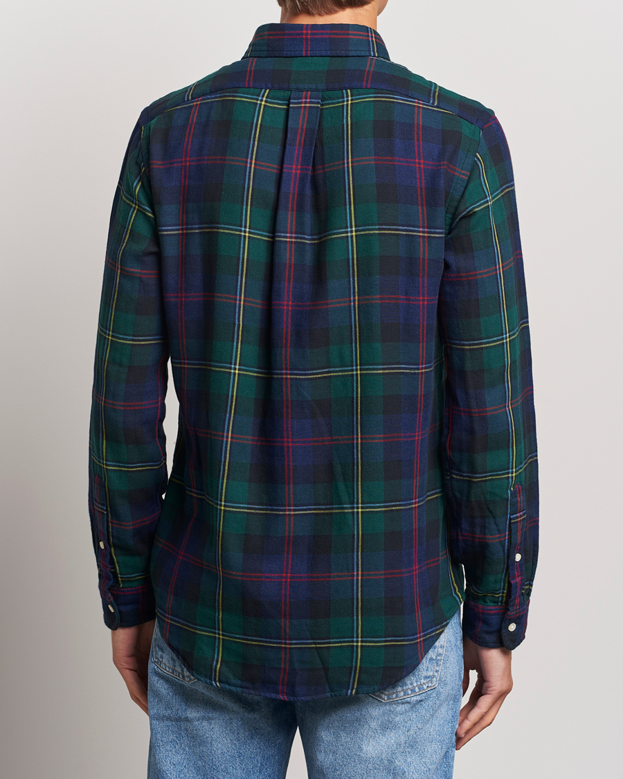 Herre | Skjorter | Polo Ralph Lauren | Custom Fit Double Faced Checked Shirt Green/Indigo