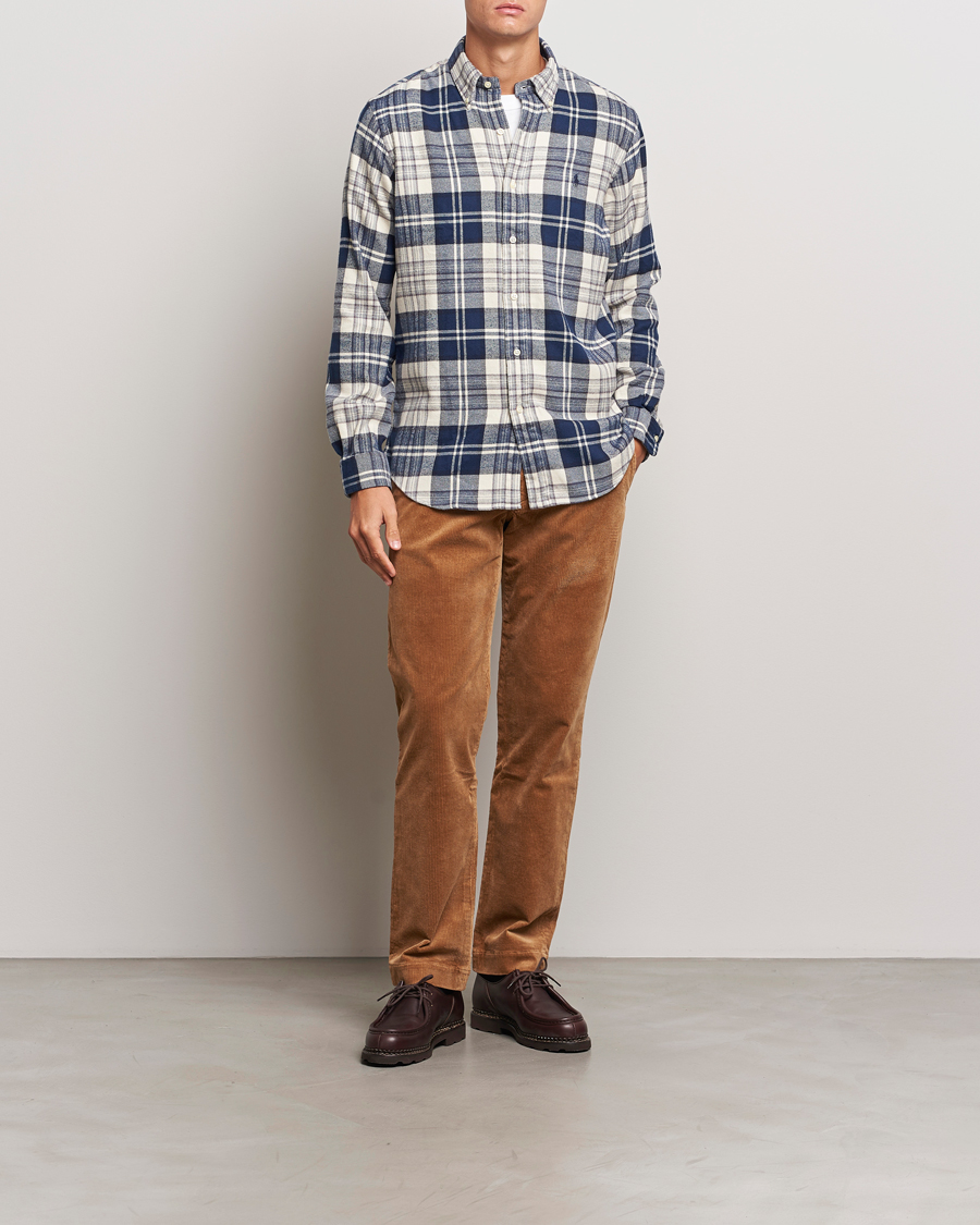 Herre | Skjorter | Polo Ralph Lauren | Custom Fit Brushed Flannel Checked Shirt Off White